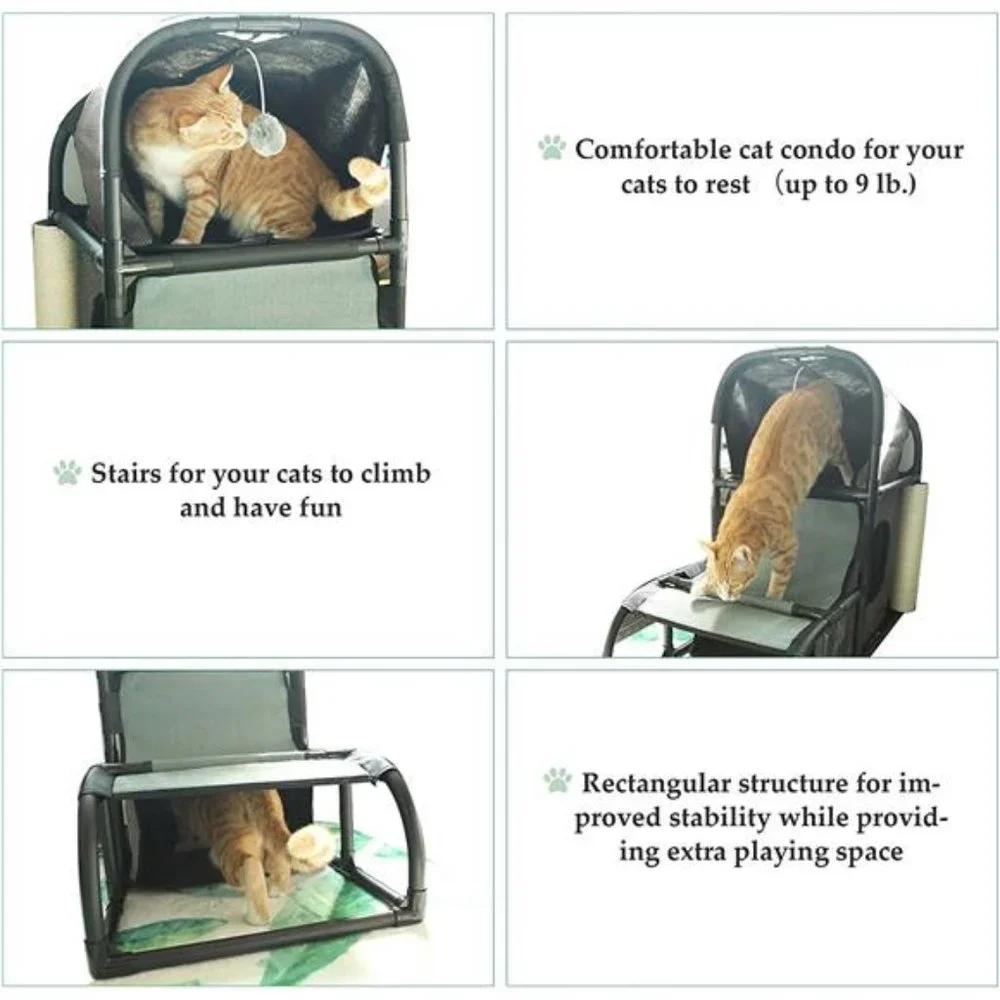 4 in 1 Multi-Functional Cat Condo Furniture with Scratching Post & Dangling Toy